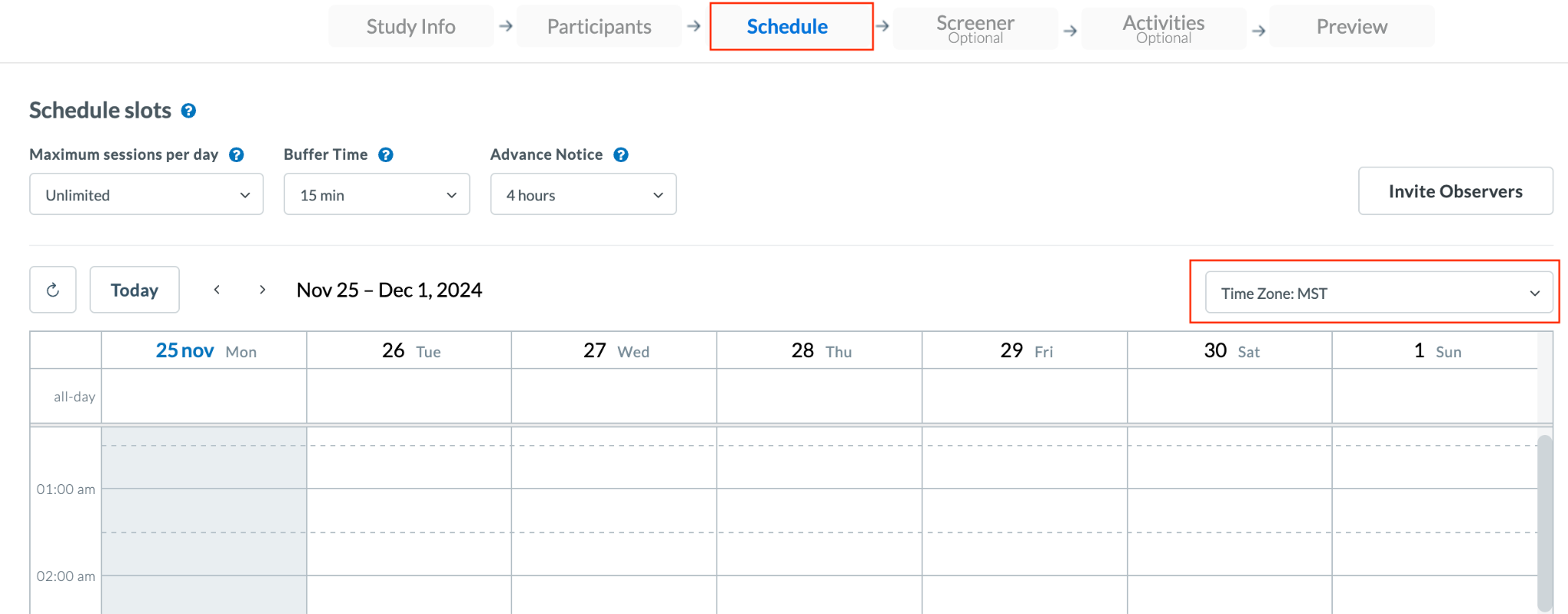 Schedule the date and time of your moderated study.