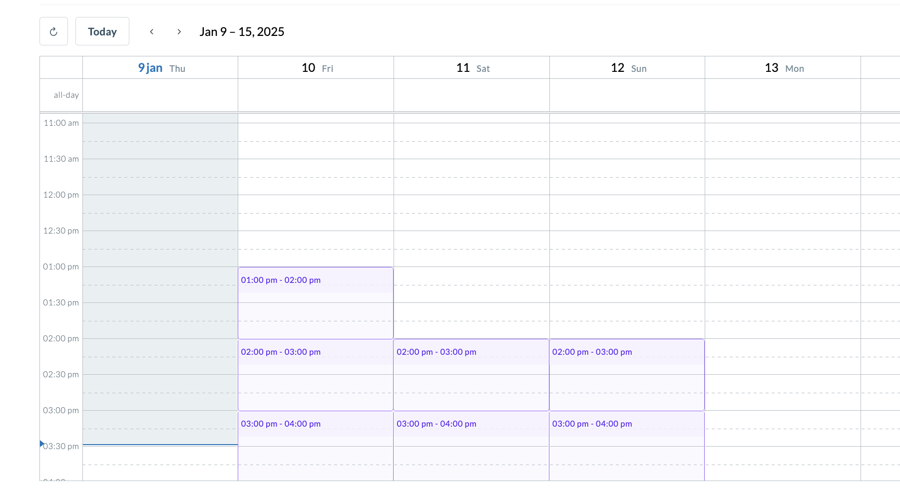 Userlytics moderated study scheduling time blocks.